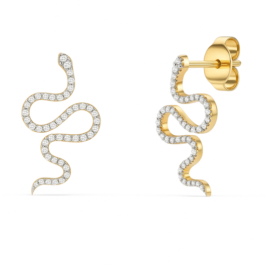 14K Gold Diamond Snake-Inspired Earrings – Solomon Jeweler