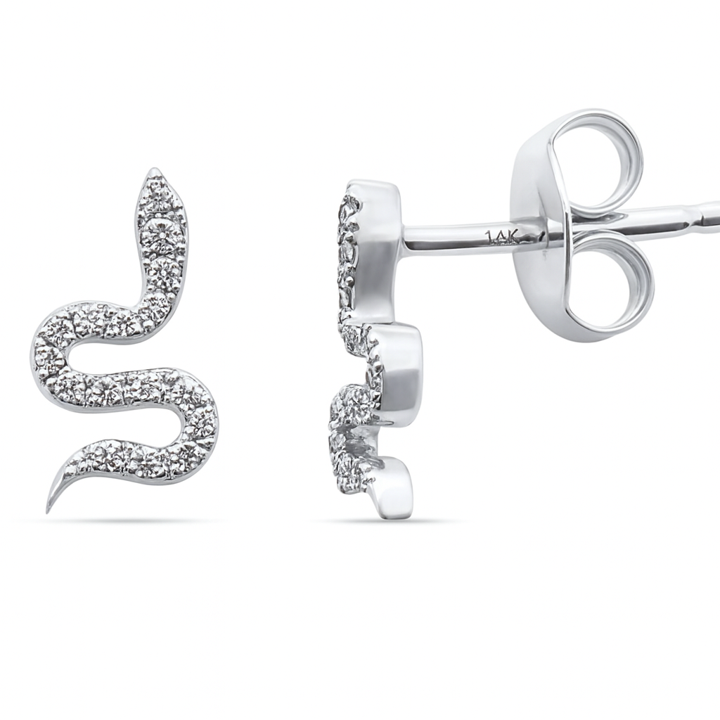 14K Gold Diamond Snake-Inspired Earrings – Solomon Jeweler