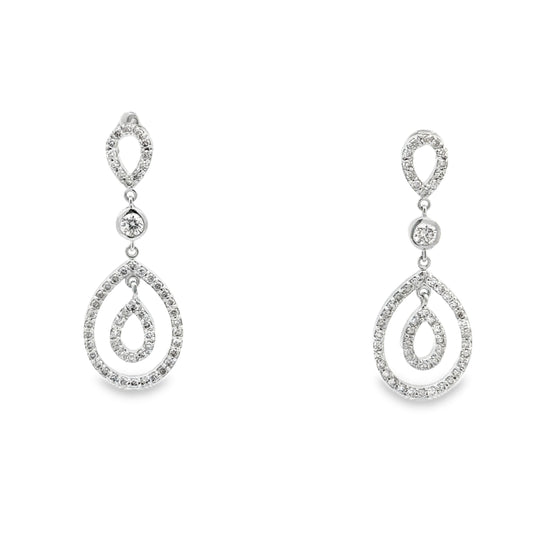 Elegant Teardrop Diamond Drop Earrings 14K Gold