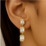 Luxury Emerald-Cut Diamond Dangle Earrings