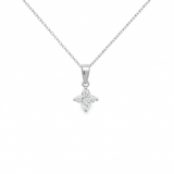 14K gold lab lily-cut solitaire diamond necklace with floral-inspired diamond design