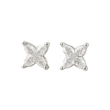 14K gold lily-cut lab diamond floral stud earrings – Solomon Jeweler