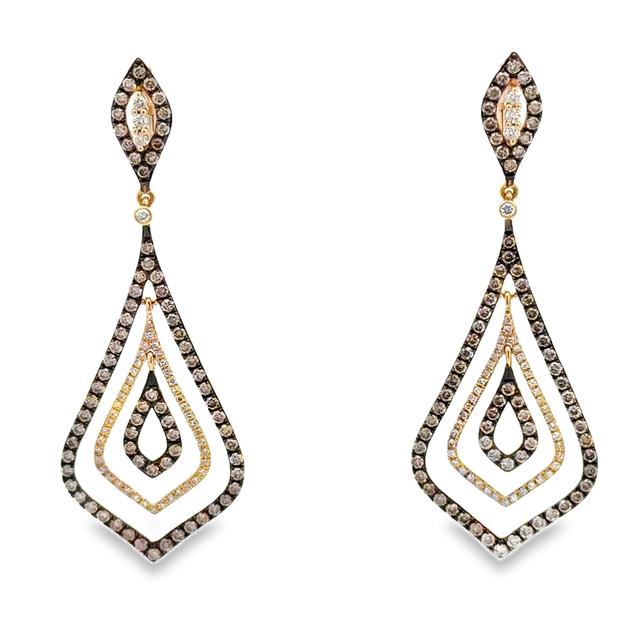14K Gold Multi-Layer Diamond Dangle Earrings – Solomon Jeweler