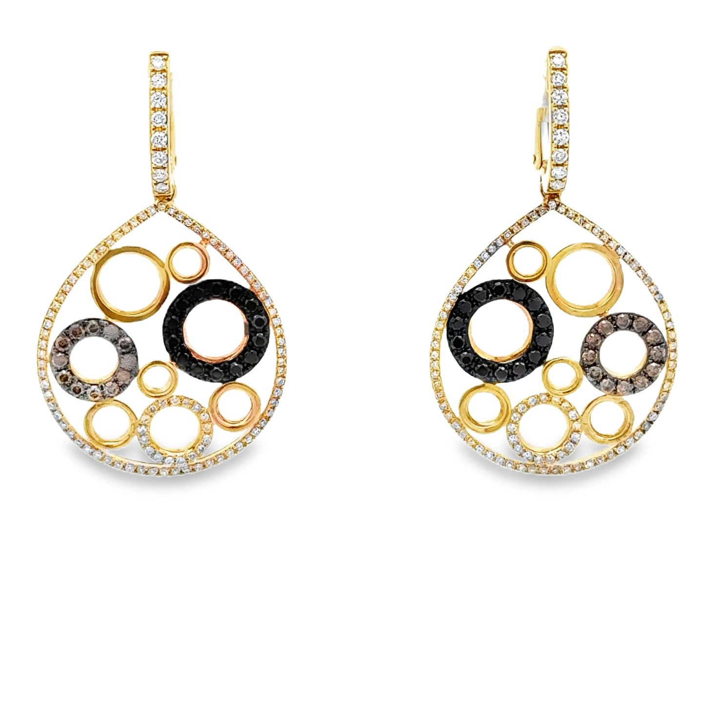 14K Gold Multi-Tone Diamond Circle Drop Earrings – Solomon Jeweler