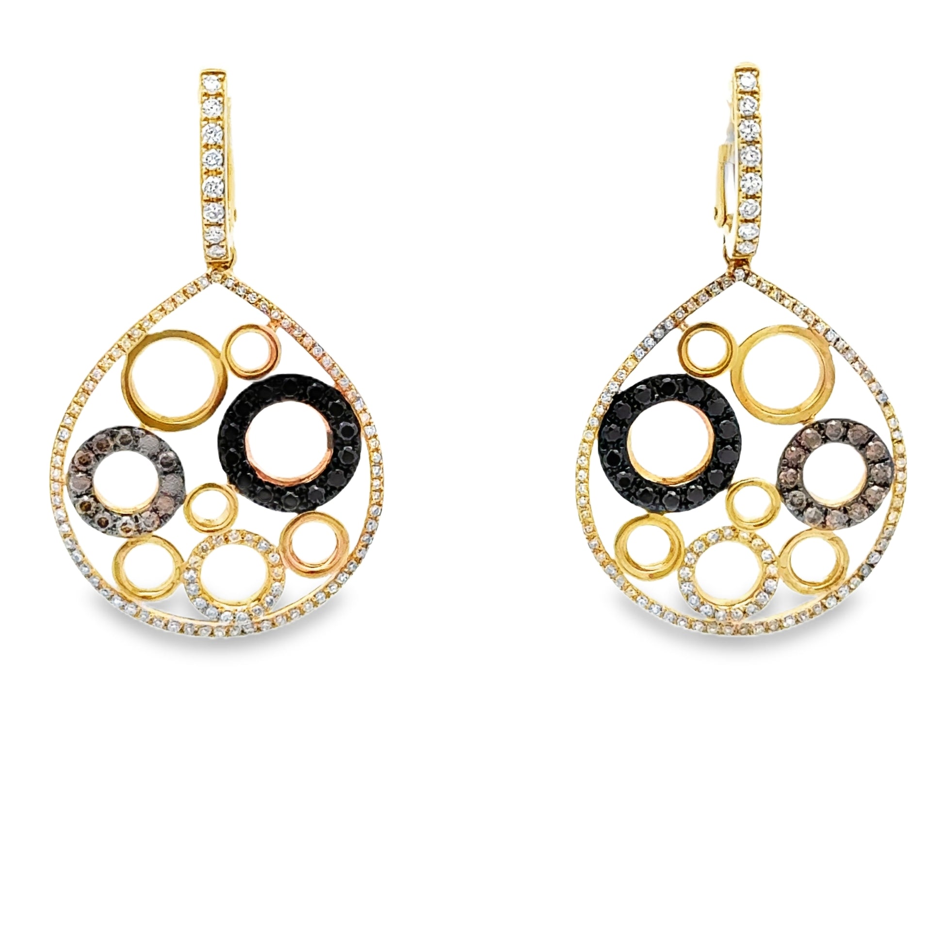 14K Gold Multi-Tone Diamond Circle Drop Earrings – Solomon Jeweler
