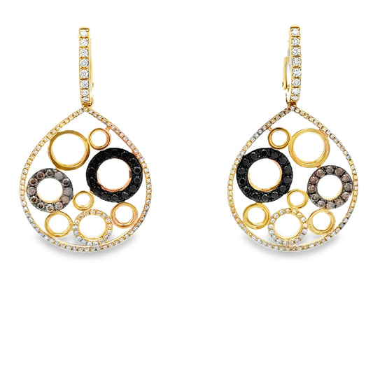 14K Gold Multi-Tone Diamond Circle Drop Earrings – Solomon Jeweler