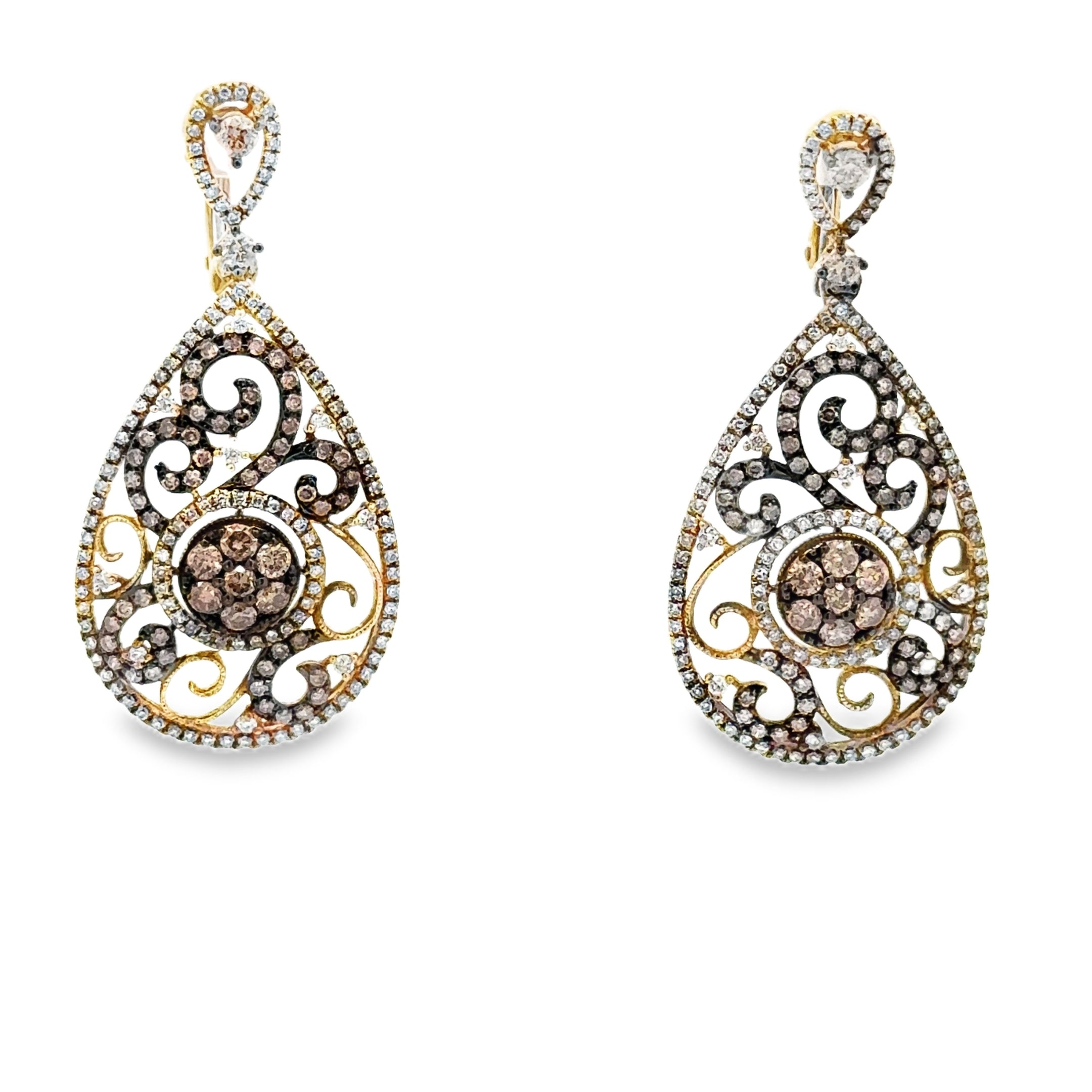 14K Gold Vintage Filigree Diamond Teardrop Earrings – Solomon Jeweler