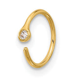14k gold nose ring with cubic zirconia, classic open hoop body jewelry, featuring a sleek and elegant design.