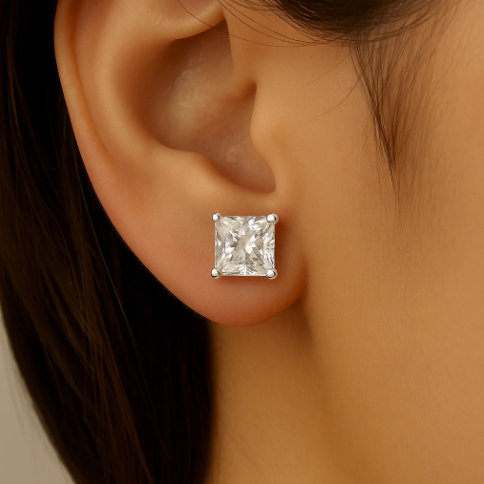 14K Gold 2-Carat Princess Diamond Stud Earrings – Solomon Jeweler