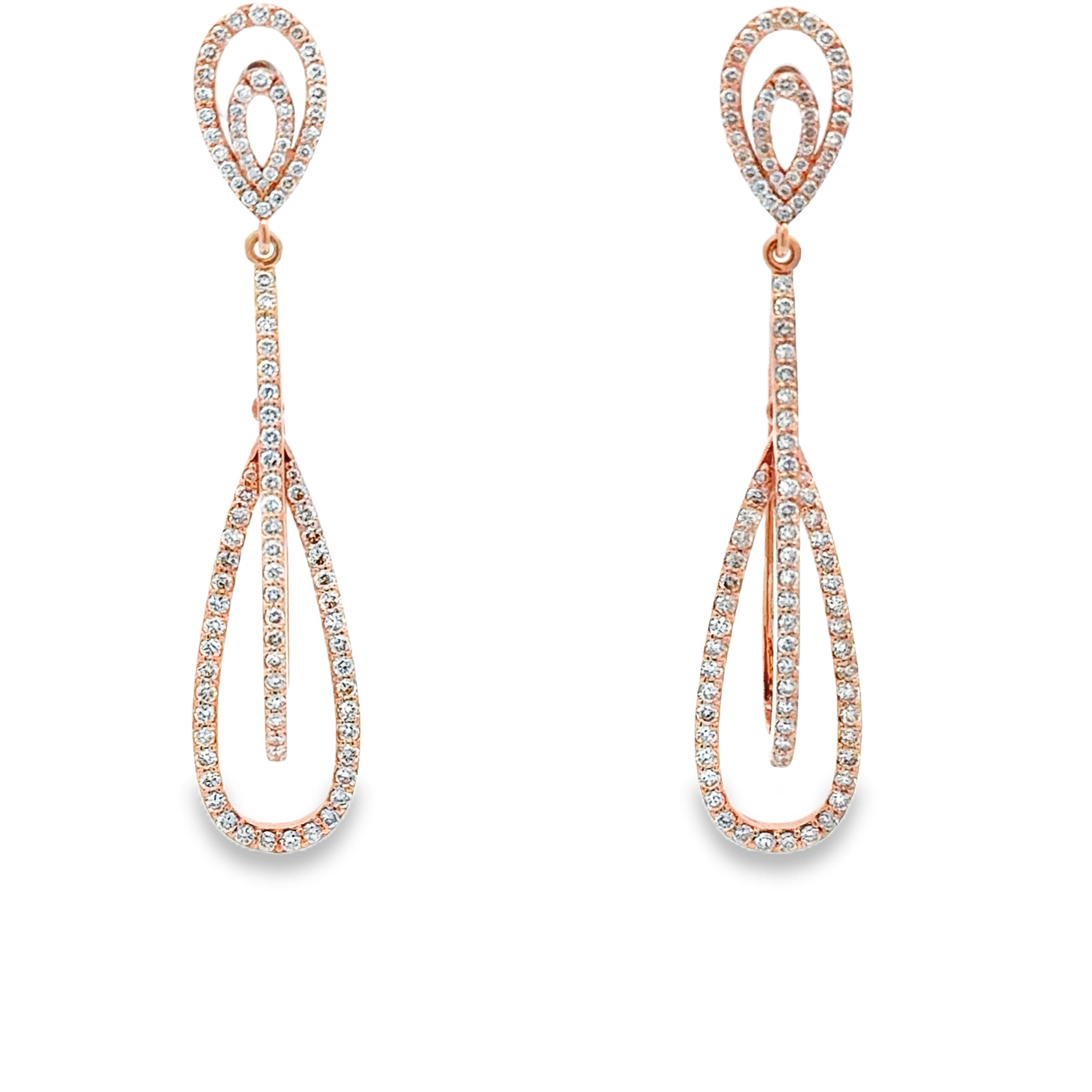 14K Rose Gold Diamond Dangle Earrings – Solomon Jeweler