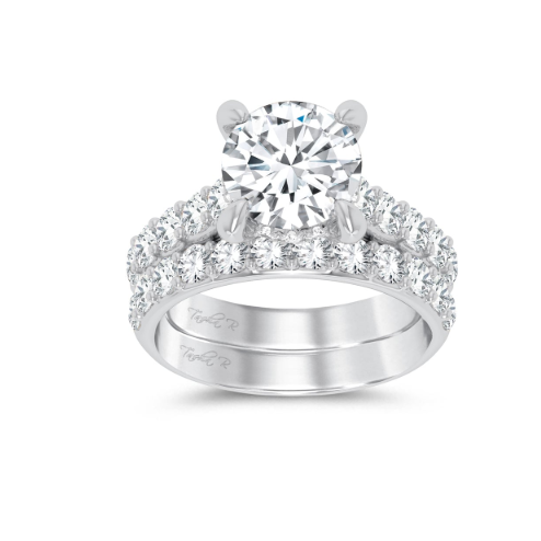 round solitaire lab diamond bridal set with hidden halo