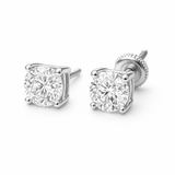 Round brilliant lab diamond stud earrings in 14K white gold