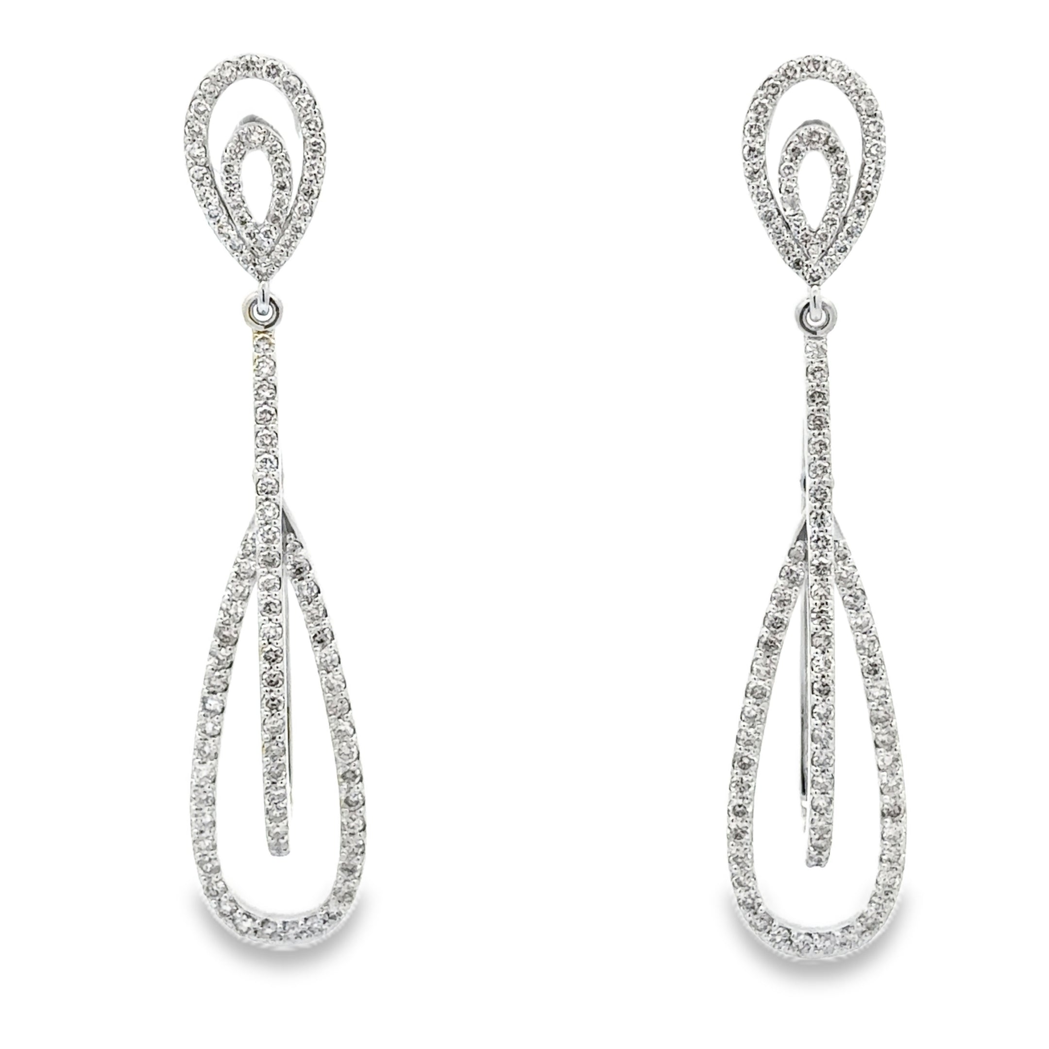 14K white Gold Diamond Dangle Earrings – Solomon Jeweler