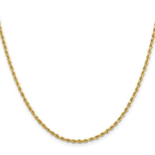 14K Yellow Gold 2mm Solid Rope Chain Italian Finish – Solomon Jeweler