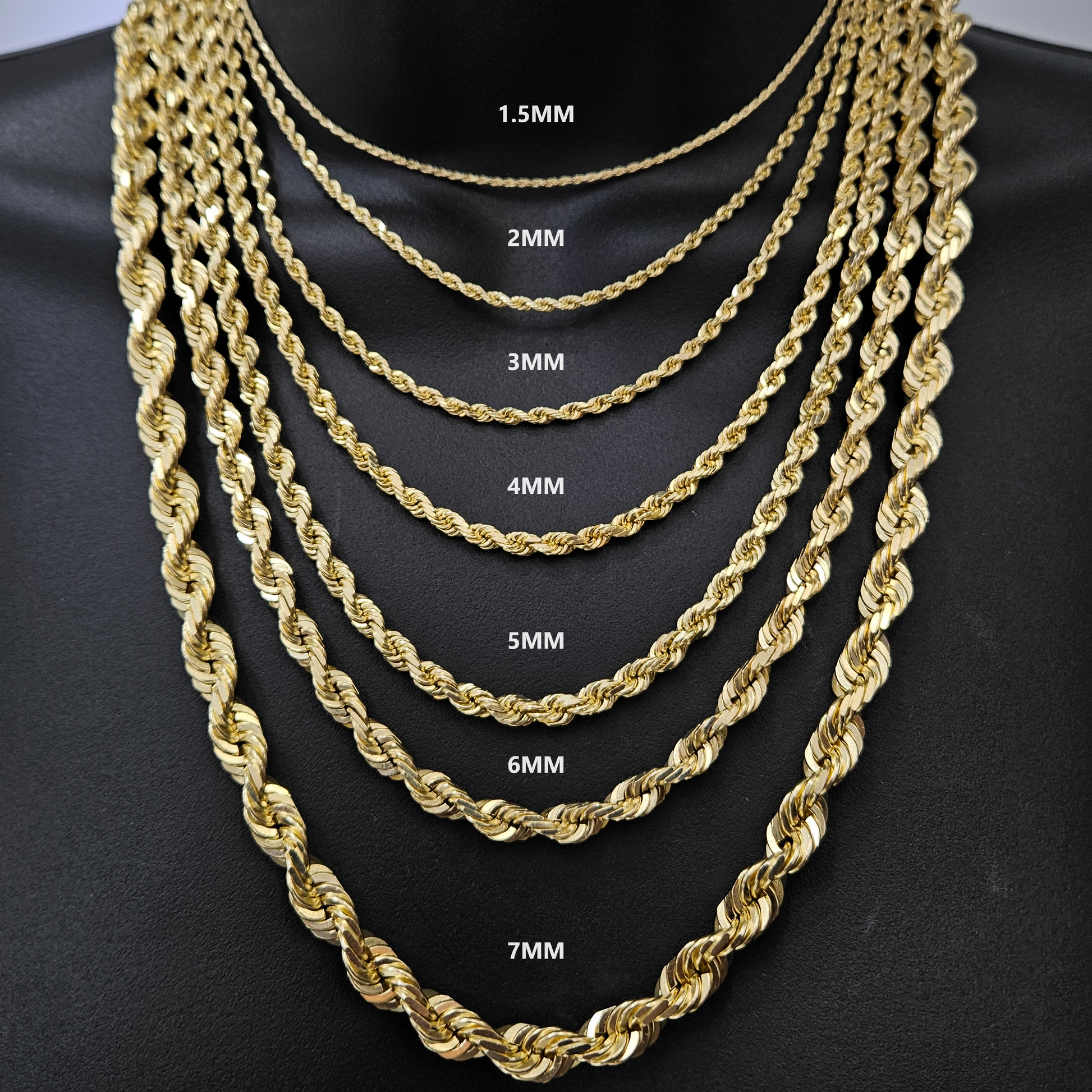 14K Yellow Gold 2mm Solid Rope Chain Italian Finish – Solomon Jeweler