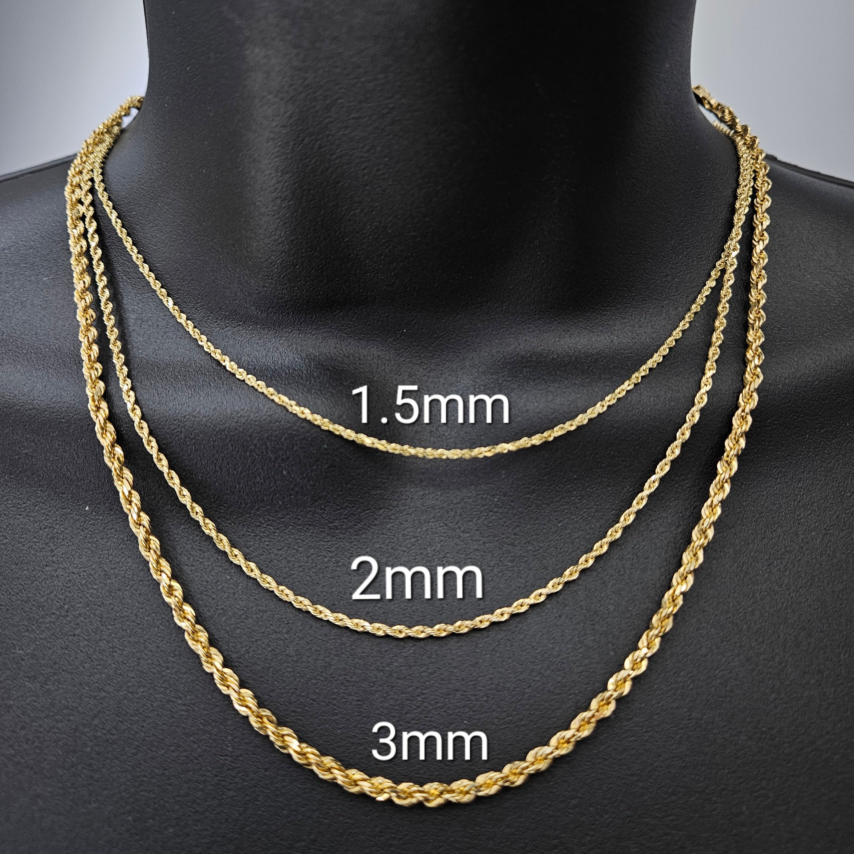 14K Yellow Gold 2mm Solid Rope Chain Italian Finish – Solomon Jeweler