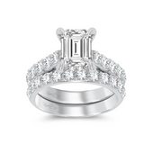 emerald lab diamond solitaire engagement ring with hidden halo