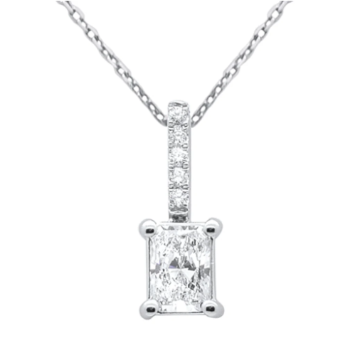 Radiant-Cut Solitaire Diamond Necklace by Solomon Jeweler