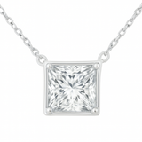 Princess Cut Diamond Pendant in white Gold – Solomon Jeweler