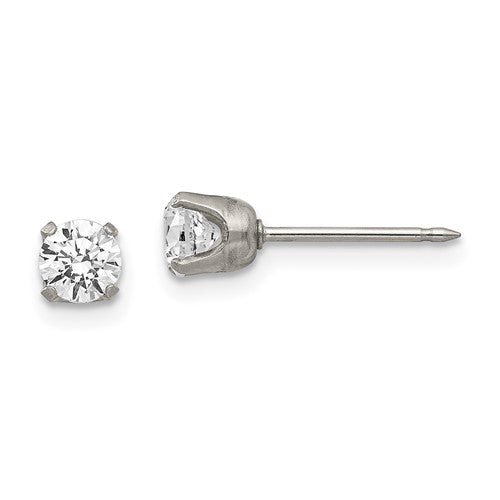 inverness-stainless-steel-polished-5mm-cz-post-earrings-SolomonJeweler-Wichita-KS-CustomJewelry