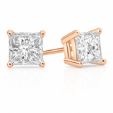 14K Rose Gold 2-Carat Princess Natural Diamond Stud Earrings – Solomon Jeweler