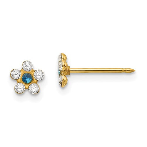 inverness-14k-clear-blue-crystal-flower-earrings-SolomonJeweler-Wichita-KS-CustomJewelry