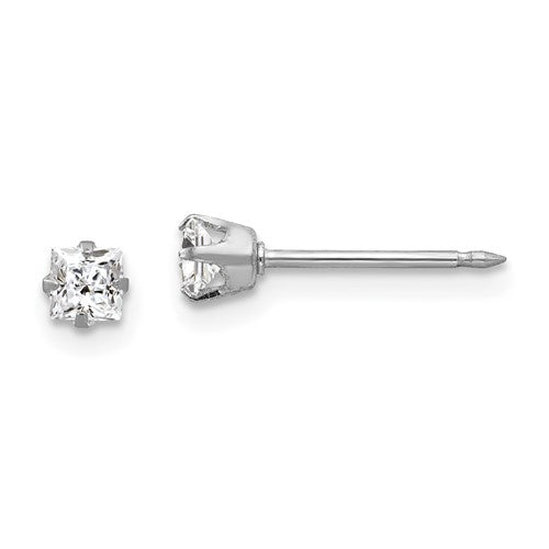 inverness-18k-white-3mm-square-cz-earrings-SolomonJeweler-Wichita-KS-CustomJewelry