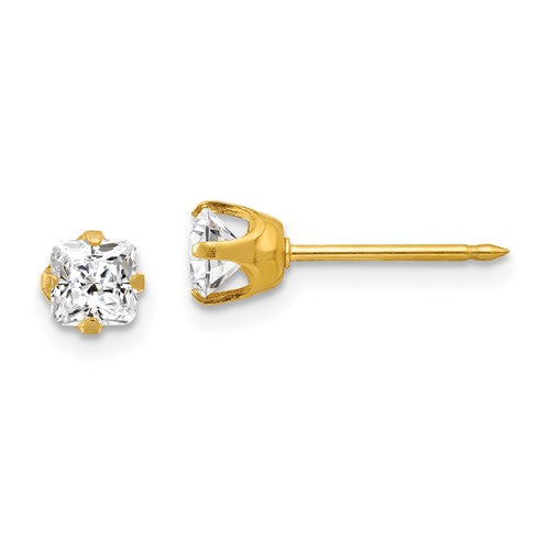 inverness-14k-5mm-sq-princess-cz-post-earrings-SolomonJeweler-Wichita-KS-CustomJewelry