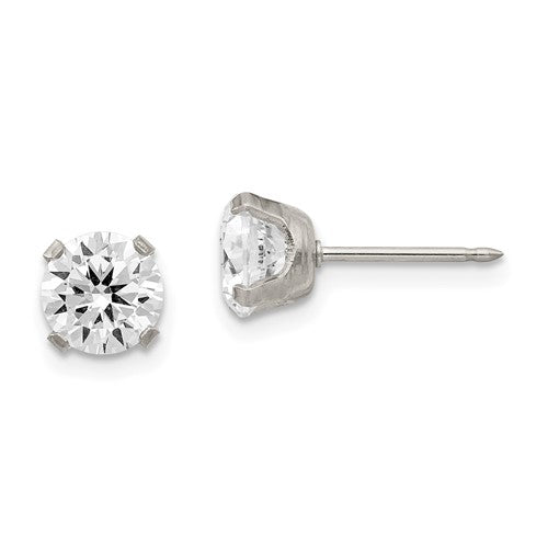 inverness-stainless-steel-7mm-cz-post-earrings-SolomonJeweler-Wichita-KS-CustomJewelry