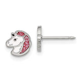 inverness-stainless-steel-white-and-pink-glitter-enamel-unicorn-earrings-SolomonJeweler-Wichita-KS-CustomJewelry