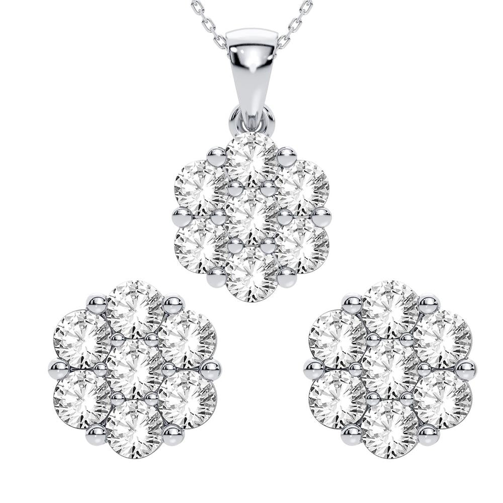 14K 0.25CT Diamond Earring and Pendant Set - Solomon Jewelers