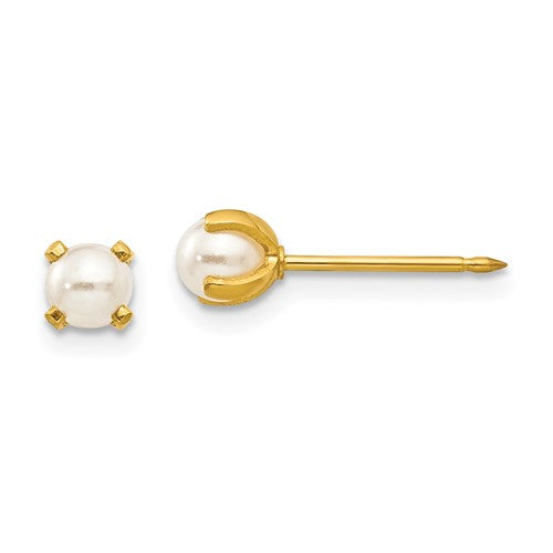 inverness-stainless-steel-24k-gold-plated-4mm-simulated-pearl-earrings-SolomonJeweler-Wichita-KS-CustomJewelry