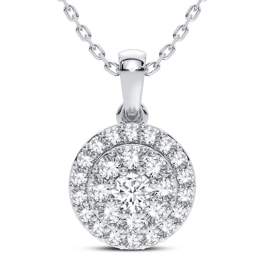14K 0.33CT DIAMOND INVISIBLE SET HALO PENDANT - Solomon Jewelers
