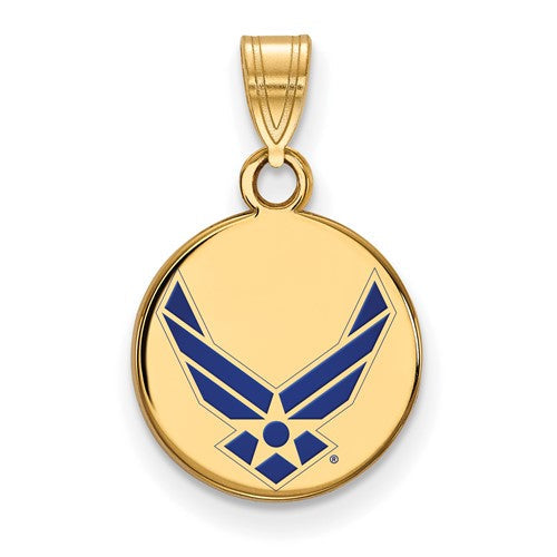 14k-gold-logoart-u-s-air-force-sm-enamel-disc-pendant-SolomonJeweler-Wichita-KS-CustomJewelry