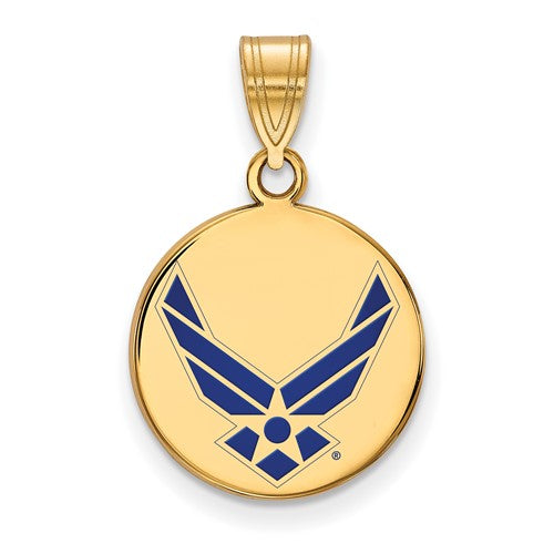 14k-gold-logoart-u-s-air-force-med-enamel-pendant-SolomonJeweler-Wichita-KS-CustomJewelry