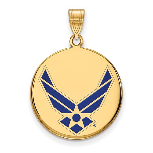 14k-gold-logoart-u-s-air-force-lg-enamel-disc-pendant-SolomonJeweler-Wichita-KS-CustomJewelry