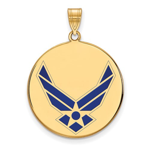 14k-gold-logoart-u-s-air-force-xl-enamel-disc-pendant-SolomonJeweler-Wichita-KS-CustomJewelry