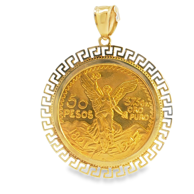 10 Karat Yellow Gold 50 Pesos Centenario Coin Pendant - Solomon Jewelers Kansas