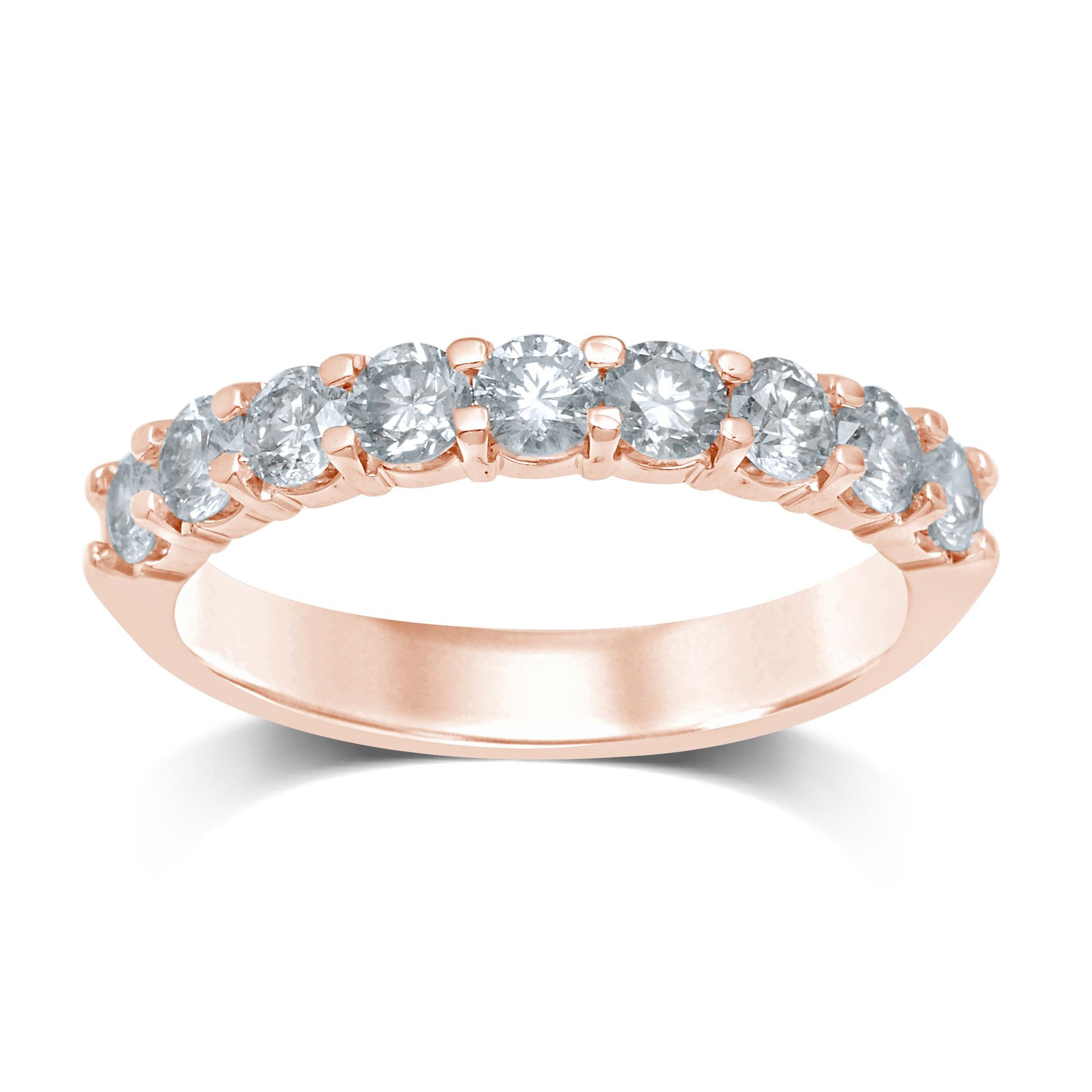 14K 0.10Ct Diamond Ladies Band - (9 Diamond Stones) - Solomon Jewelers