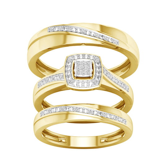 10K 0.08CT Diamond TRIO SET - Solomon Jewelers