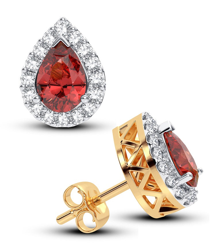 14K 0.18CT  Diamond  RUBY Earring - Solomon Jewelers