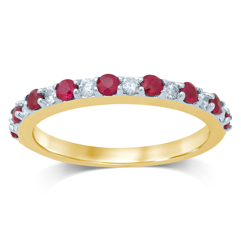 14K DIAMOND  RUBY  BAND