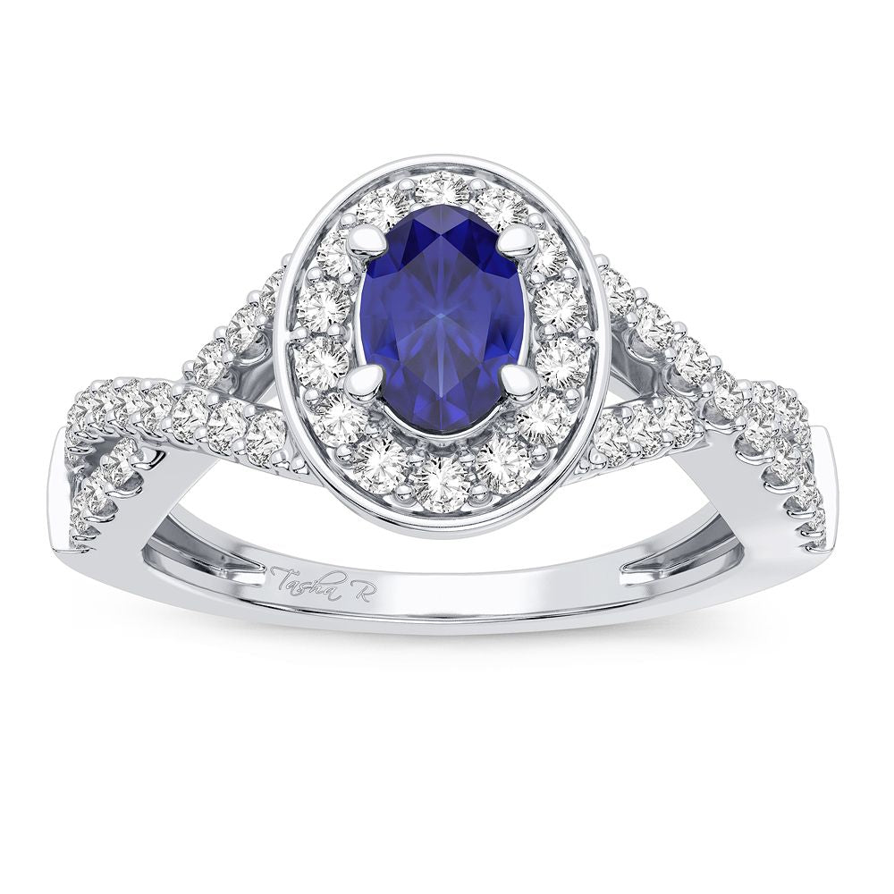 14K 0.40CT DIAMOND Sapphire Ring