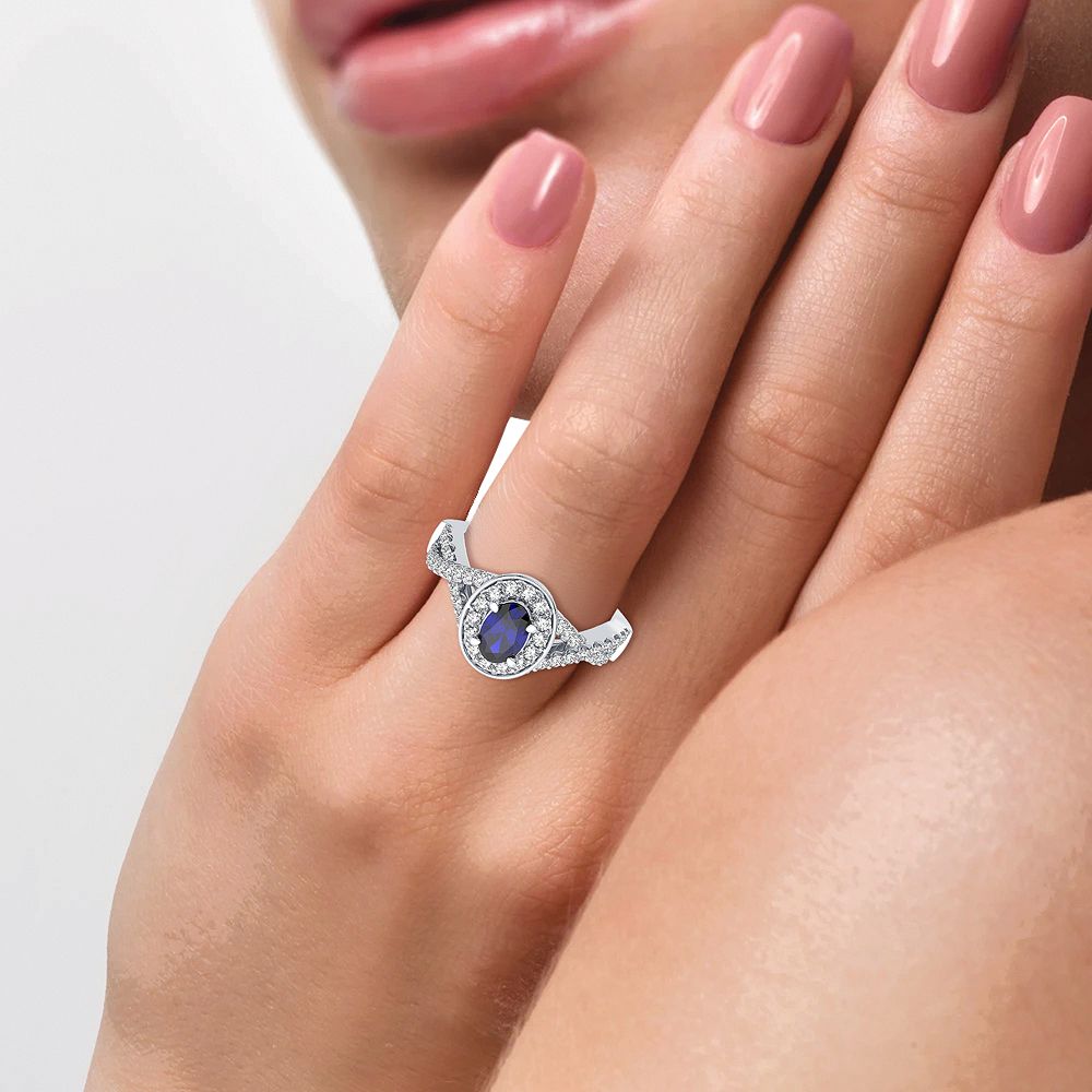 14K 0.40CT Diamond Sapphire Ring - Solomon Jewelers