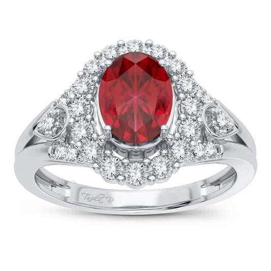 14K 0.10CT DIAMOND Ruby Ring