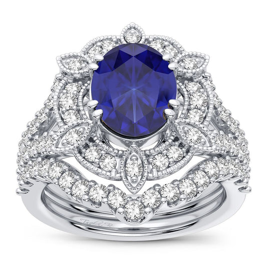 14K 0.90CT DIAMOND Sapphire Ring