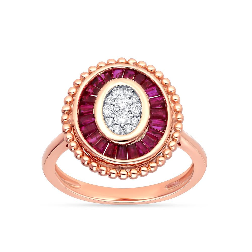 14K 0.15CT DIAMOND Ruby Ring