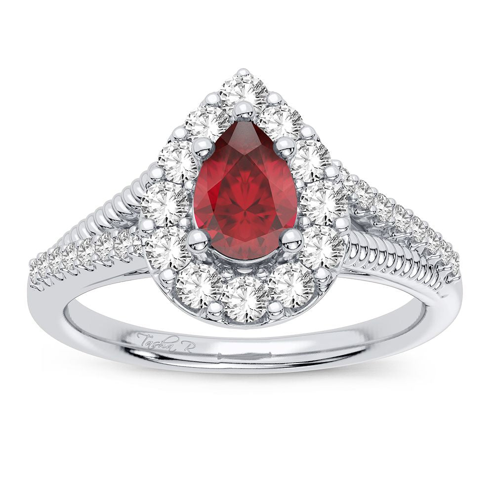 14K 0.33CT DIAMOND Ruby Ring