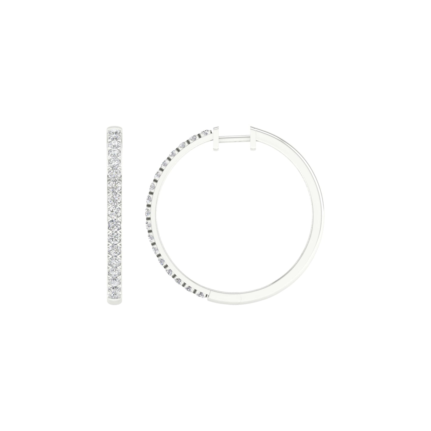 14K 2.00CT Certified Lab Grown DIAMOND Hoop Earrings