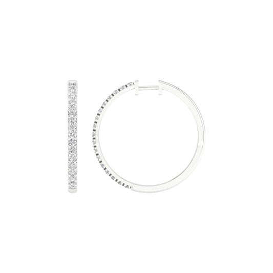 14K 2.00CT Certified Lab Grown DIAMOND Hoop Earrings